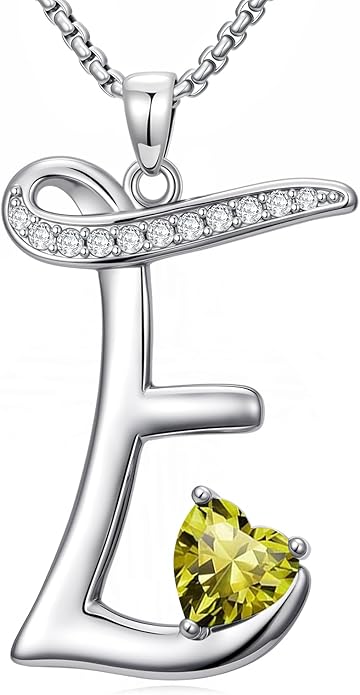 Christmas Gifts for Women Alphabet A to Z Initial Birthstone Pendant Necklaces for Women - 18k White Gold Plated Personalized Name Jewelry Valentine Mothers Day Birthday Gifts for Women Her Girlfriend