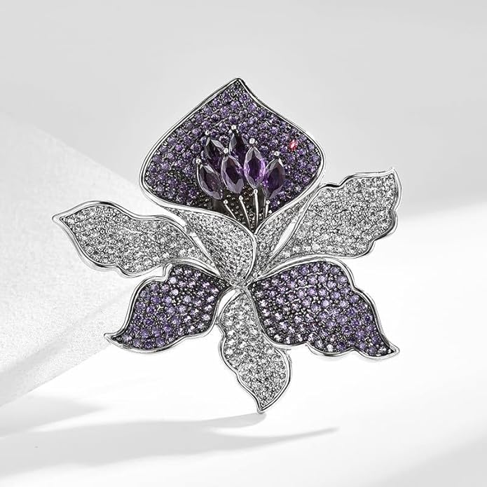 Flower Brooch Pin - Rhinestone Flower Pin 18k Gold Plated - Thanksgiving Day, Birthday, Wedding Gifts for Mom, Wife