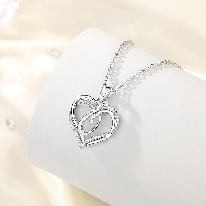 INFUSEU Unique Initial Necklaces for Women Girls Small Heart Letter Jewelry, Meaningful Personalized Gifts