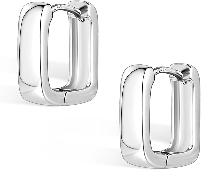 925 Sterling Silver Earrings Small Chunky Silver Earrings for Women Trendy 14K Gold Plated Hypoallergenic Cute Thick Huggie Hoops Earing Jewelry for Women Gifts