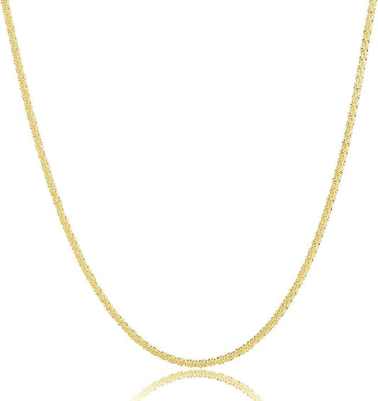 925 Sterling Silver Singapore Chain Lobster Clasp Paperclip Necklace for Women Sparkling Chain 2mm2.5mm3mm4mm5mm Gifts for Her