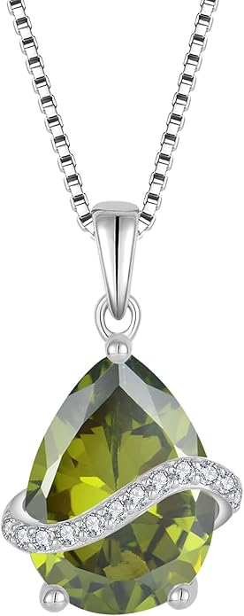 Teardrop Necklace for Women 925 Sterling Silver Birthstone Necklace Pendant Jewelry Gifts for Her