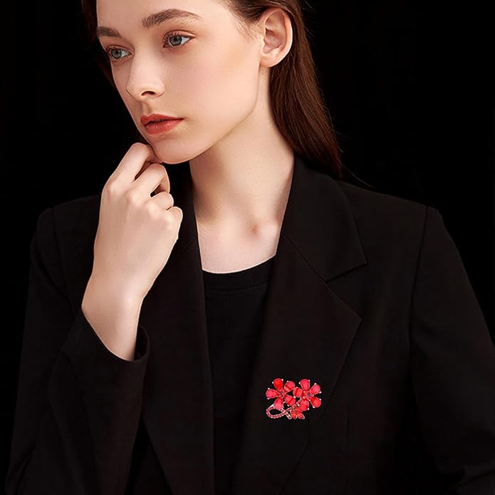 UNVAK Rhinestone Flower Brooch - Crystal Flower Pin for Women - Valentine's Day & Mother's Day Gift