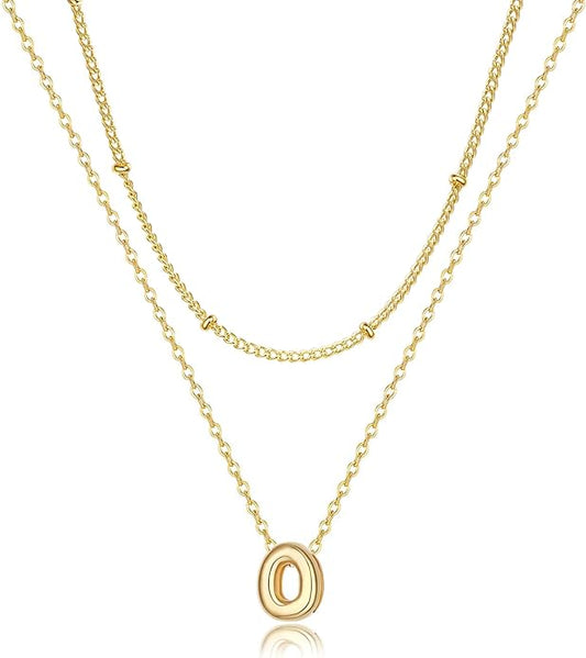 Bubble Letter Necklace Layered Initial Necklaces for Women Dainty Cute Choker Pendant Stack Jewelry Teen Gift Trendy Stuff