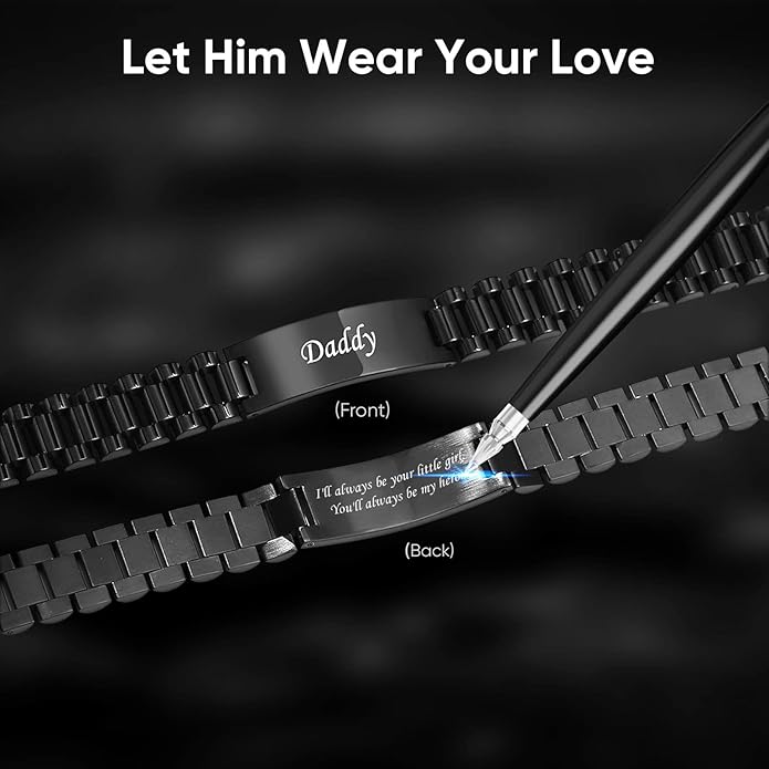 VNOX Masculine Watch Band Stainless Steel Link Bracelet Personalized Jewelry Gift for Men DAD Father Husband Boyfriend