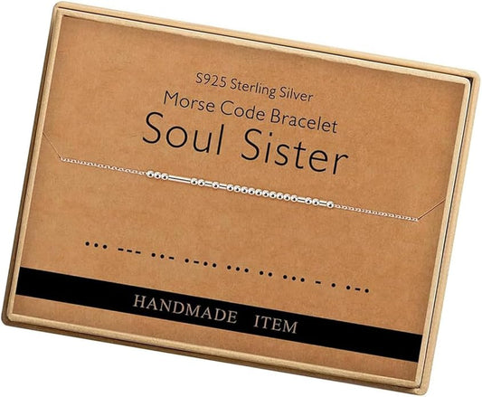 Monily Inspirational Gifts for Women Morse Code Bracelets for Women Funny Bracelet for Friend Funny Gift for Women Sterling Silver Bracelet for Women