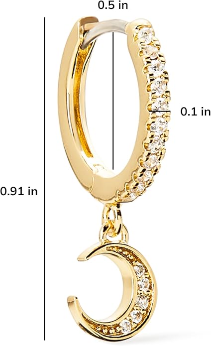 Ana Luisa Huggie Hoop Earrings - Solitaire Pendant Charm Earring - Dainty Hoop Pendant Earrings in 14K Gold Plated and Silver Rhodium Plated - Hypoallergenic, Water-Resistant, and Tarnish-Free