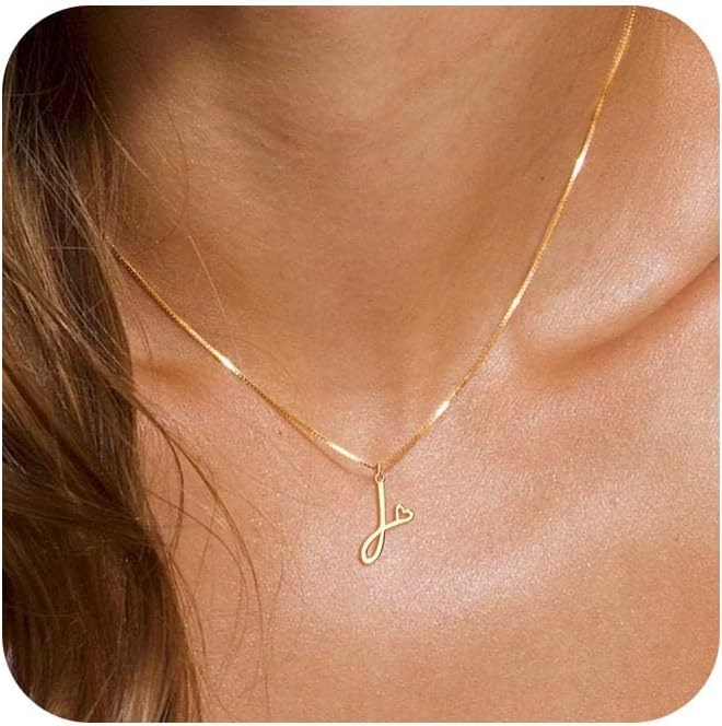 Initial Necklaces for Women Trendy, Dainty Silver Letter Necklace Cute Pendant Choker Name Necklace Personalized Costume Monogram Silver Jewelry Necklace for Women Valentines Gifts