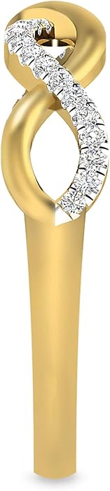 Inspereza Solid 10k Real Gold Minimalist Thin Twist Knot Stackable Diamond Ring | 1/10 Ct TW Real Diamond Engagement Anniversary Wedding Band for Women | Simple Gold Stacking Rings (Size 4-9)