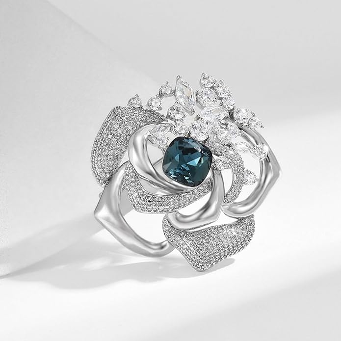 Flower Brooch Pin - Rhinestone Flower Pin 18k Gold Plated - Thanksgiving Day, Birthday, Wedding Gifts for Mom, Wife