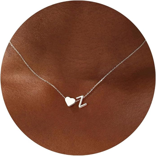 Turandoss Heart Initial Necklaces for Women - Dainty 18K Gold Plated Tiny Heart Initial A-Z Letter Pendant Necklace Birthday Gifts for Teen Girls Jewelry