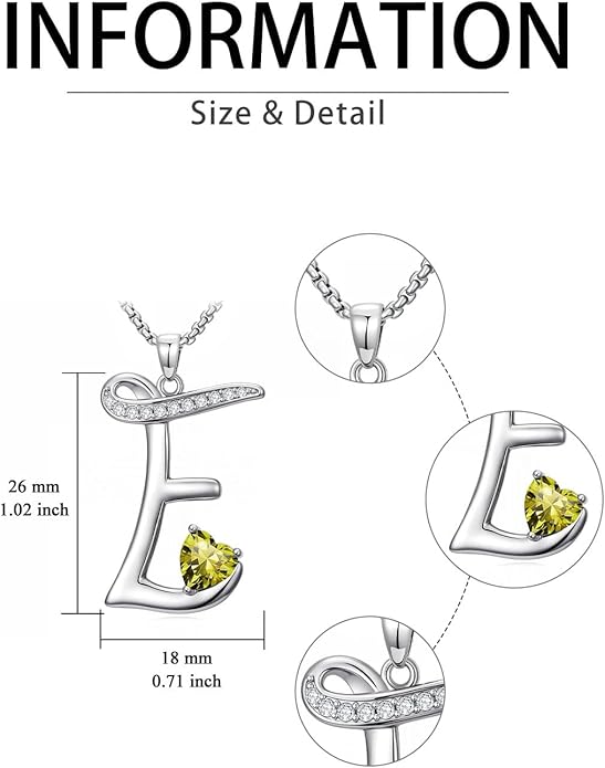 Christmas Gifts for Women Alphabet A to Z Initial Birthstone Pendant Necklaces for Women - 18k White Gold Plated Personalized Name Jewelry Valentine Mothers Day Birthday Gifts for Women Her Girlfriend