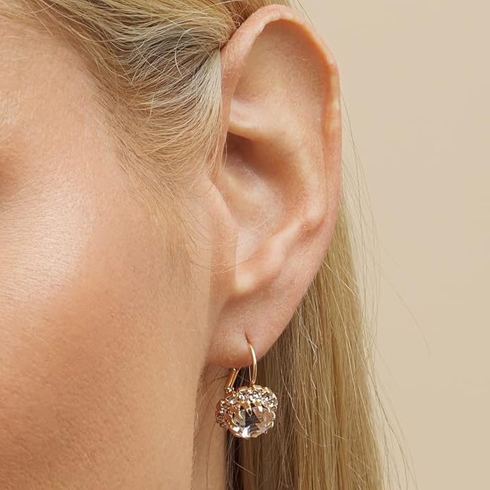 Brazel 18K Gold Plated Crystal Flower Earrings for Women