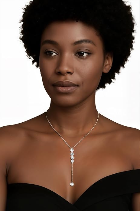 14K Gold Plated Y Necklace for Women – Dainty Lariat Long Pendant Chain, Layered Drop Necklace for V Neck Dress, Simple Sexy Cleavage Jewelry Gifts for Women