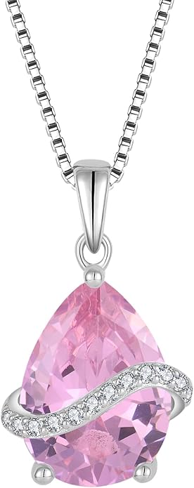 Teardrop Necklace for Women 925 Sterling Silver Birthstone Necklace Pendant Jewelry Gifts for Her