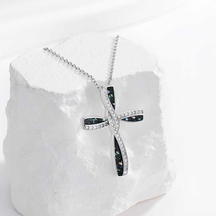 Cross Necklace for Women 925 Sterling Silver Cross Pendant Religious Christian Jewelry Faith Easter Gifts for Wife