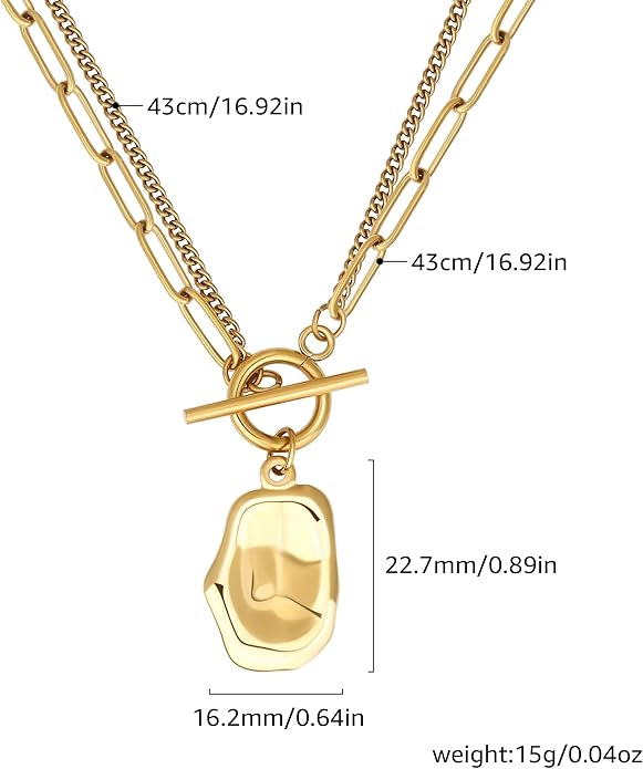 Chunky Gold Necklace for Women, 18K Waterproof Heart Necklace Statement Necklace Gold Charm Necklace Chunky Jewelry Paperclip Chain Choker Gift for Women