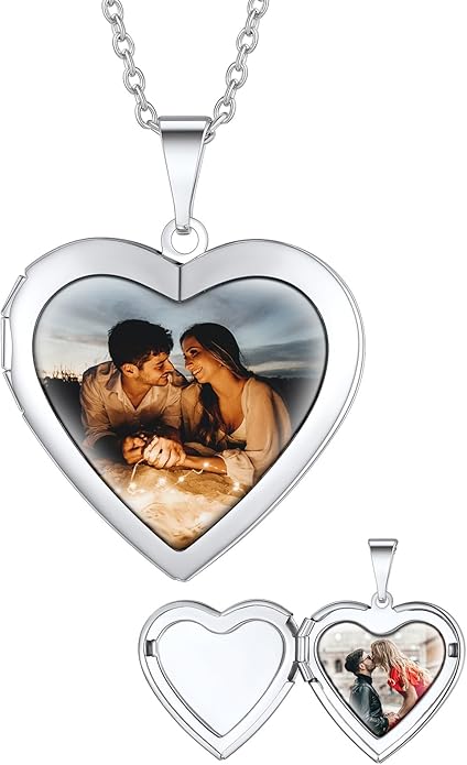 Supcare Locket Necklace That Holds Pictures-Engraved Photo Pendant Custom Jewellery Gifts for Men Women (with Jewellery Gift Box)