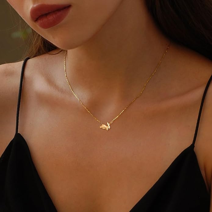 Gold Necklace for Women-14K Gold Plated Bow,Dragon,Shell, Palm Tree, Seahorse, Conch Shell,Sardines, Cowboy Boot,Bat,Bunny Pendant Beachy Jewelry for Women Gifts