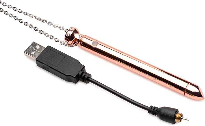 Charmed Silver 7X Vibrating Y Necklace for Women, Sexy Silver Bar Pendant with Chain Necklace, Rechargeable 2-in-1 Necklace Jewelry with Rhinestones