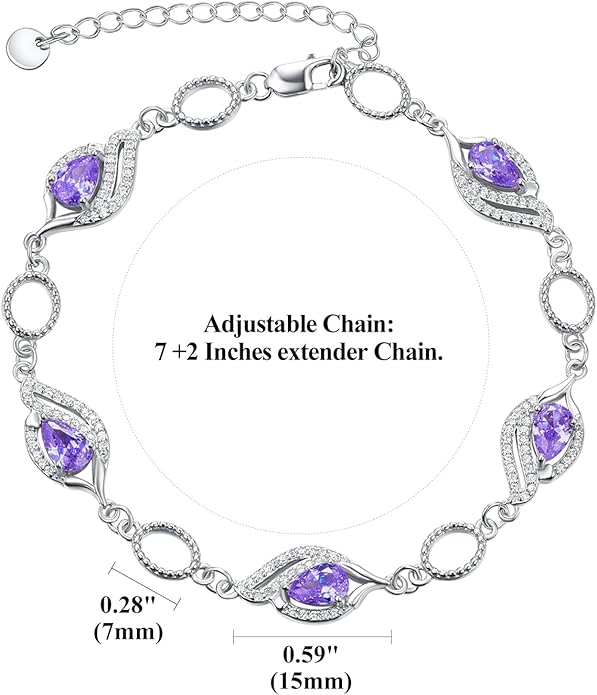 PRAYMOS Birthstone Bracelets for Women Mom Mother's Grandma Sterling Silver Women's Bracelets Birthstone Jewelry Gifts