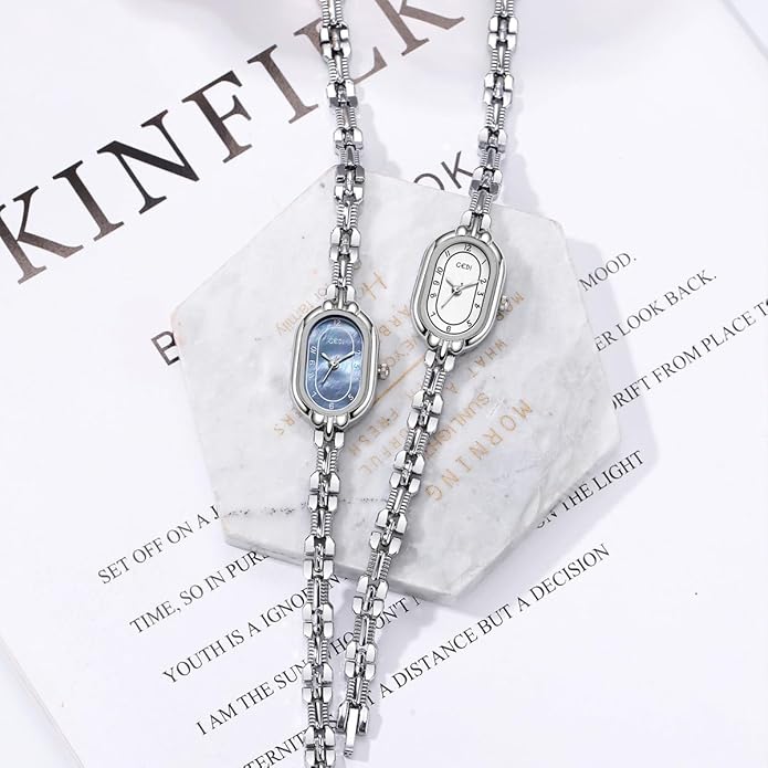 Women's Vintage Oval Watches Luxury Minimalism Bracelet Small Gold Tone Watch Ladies Analog Waterproof Watch Fashion Bangle Bracelet Dress Watch with Stainless Steel Band