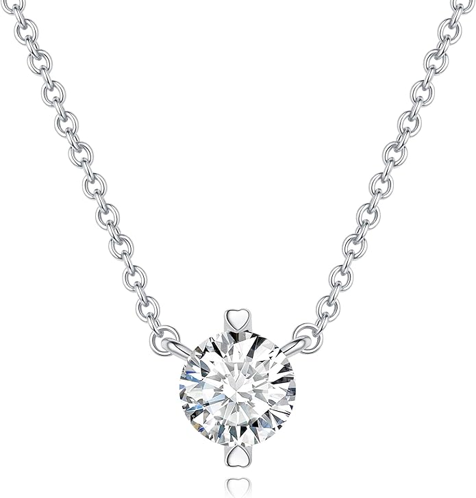 G&GEMSJEW Heart Necklaces for Women, 1-2 Carats Moissanite, 18K White Gold-Plated 925 Sterling Silver Round Brilliant Cut Moissanite Imitation Diamond Necklaces, Jewelry Gifts for Christmas Valentine's Day,Anniversary Present for Wife Women