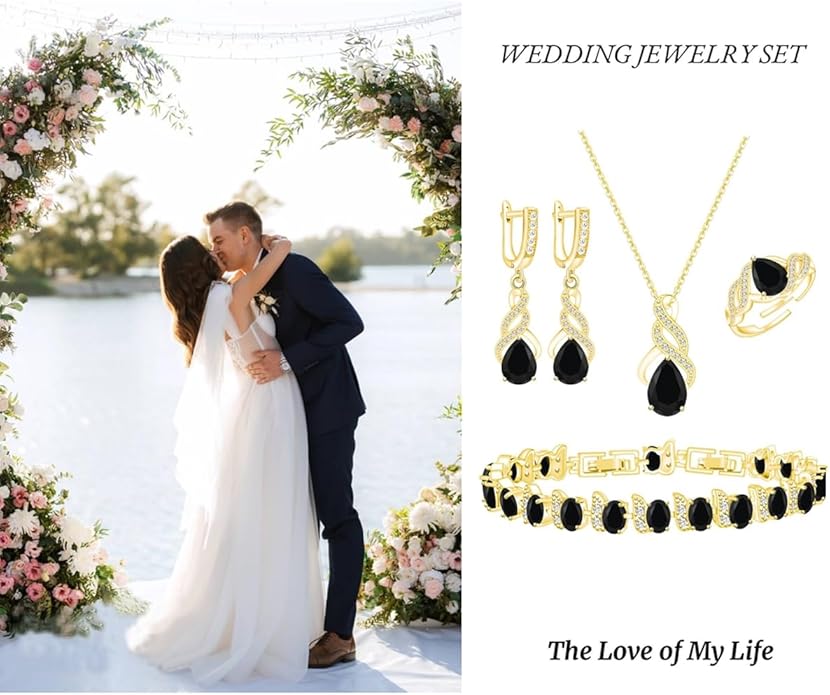 ZCGJWE Wedding Jewelry Set for Women Gem Necklace Earrings Bracelet Luxury Jewelry Set Birthday Valentine's Day Mother's Day Christmas Prom Jewelry Gift