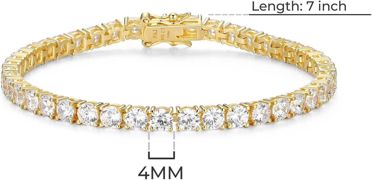 Amazon Essentials Plated Sterling Silver Round Cut Cubic Zirconia Tennis Bracelet