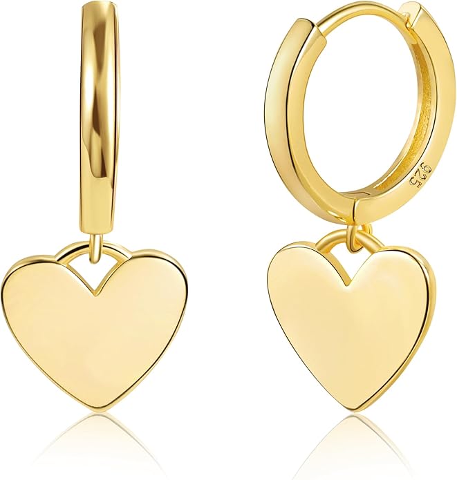 925 Sterling Silver Heart Dangle Earrings for Women Silver Dangle Leverback Earrings Hypoallergenic Love Heart Dangle Drop Earrings for Jewelry Gifts
