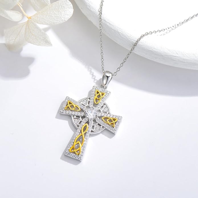 Cross Necklace for Women 925 Sterling Silver Cross Pendant Religious Christian Jewelry Faith Easter Gifts for Wife