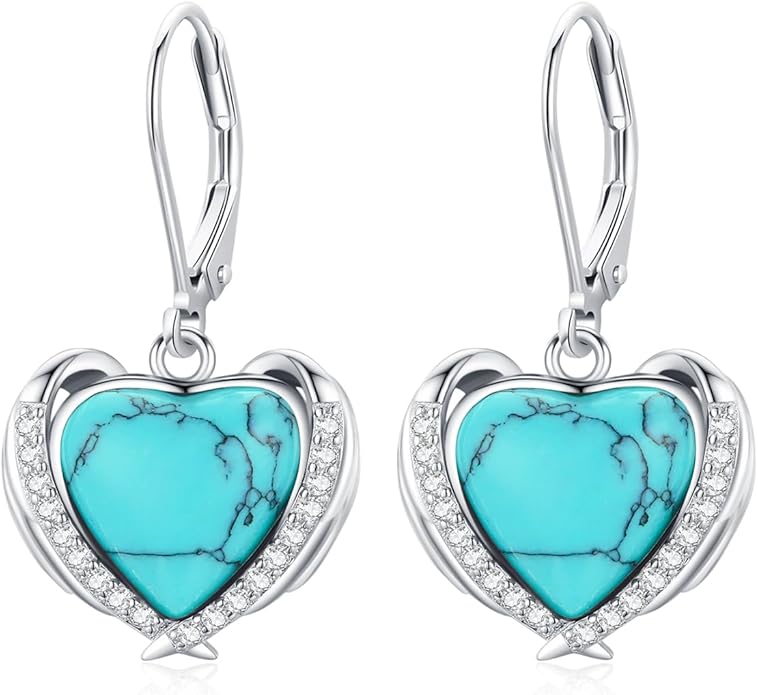 BDL Genuine Turquoise Jewelry for Women, Sterling Silver Earrings and Necklaces for Women, Leverback Dangle Drop Earrings Jewelry…