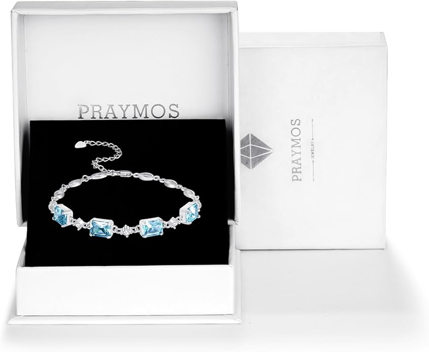 PRAYMOS Birthstone Bracelets for Women Mom Mother's Grandma Sterling Silver Women's Bracelets Birthstone Jewelry Gifts