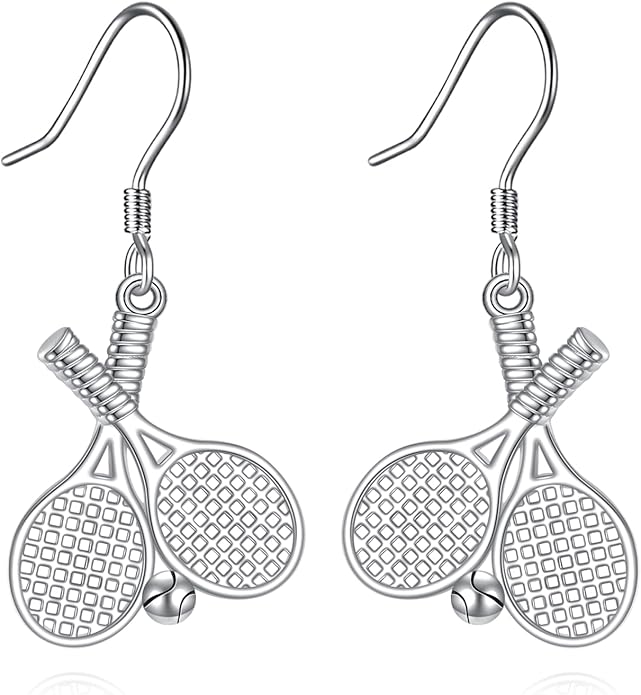 Pickleball/Tennis/Soccer/Volleyball/Golf/Hockey/Basketball Earrings for Women 925 Sterling Sliver Sports Ball Earrings Pickle Ball Dangle Earrings Pickleball Jewelry Gifts for Women Lover