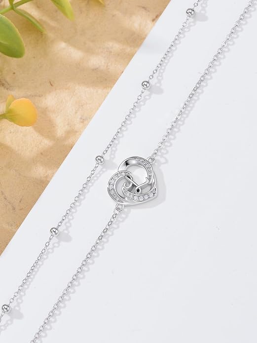 Dorunmo Initial Anklet 925 Sterling Silver Letter A-Z Layered Heart Anklet Beach Jewelry Birthday Gifts for Women