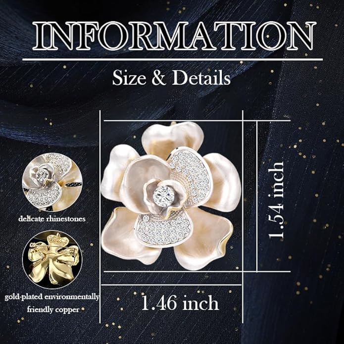 Flower Brooch Pin Rhinestones Pearl Flower Brooches Floral Pin Jewelry for Women Girls