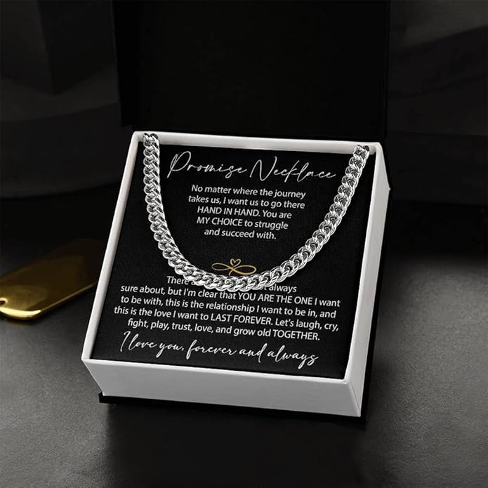 VIRAGIL To My Man Necklace Chain for Men, Silver Stainless Steel Chain Jewelry, Romantic Gift from Partner for Birthday Valentine or Everyday Wear with Meaning