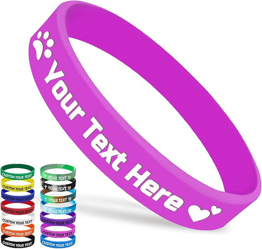 Custom Silicone Wristbands Bulk 1/5/25/50/100/200 PCS Personalized Rubber Bracelets Wristbands for Events,Support, Fundraisers, Motivation, Awareness(Purple)