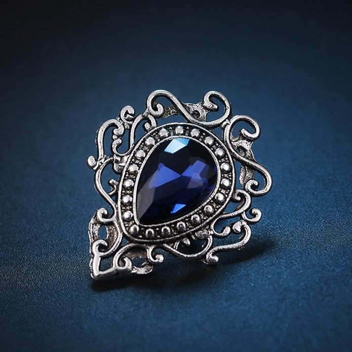Vintage Silver Color Men's Brooches for Women Lovely Water Drop Badge Flame Crystal Brooch Lapel Pins Fashion Jewelry
