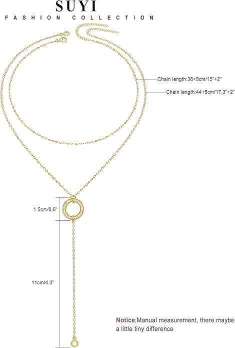 Suyi Lariat Necklace for Women Gold Dainty Long Necklace 14k Gold Plated Y-Shaped Necklaces