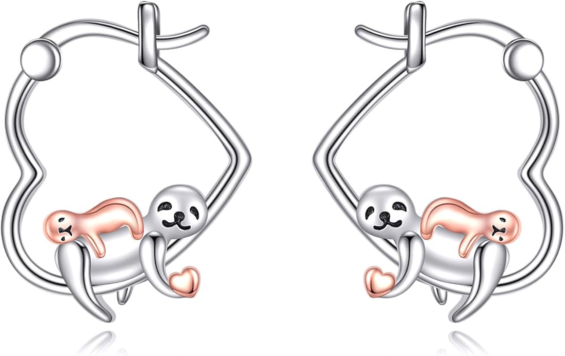 AXELUNA Animal Earrings Sterling Silver Mom and Daughter Earrings Heart Jewelry Gift for Women Mother