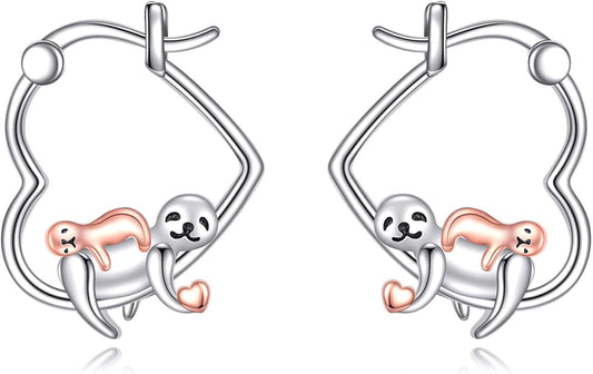 AXELUNA Animal Earrings Sterling Silver Mom and Daughter Earrings Heart Jewelry Gift for Women Mother