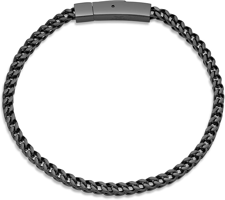 Metro Jewelry 22 to 24 Inches Long Thick Foxtail Chain Necklace and Bracelet Set for Men in Stainless Steel with Yellow Gold, Antique or Black Ion Plating 4 mm Wide Jewelry Set