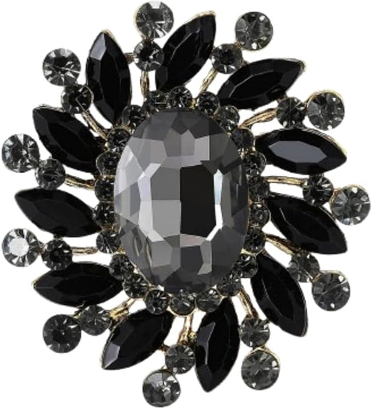 Rhinestone Brooch for Women,Vintage Crystal Flowers Brooch Statement Crystal Glass Lapel Pins Prom Classic Jewelry