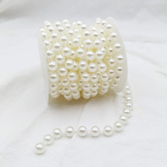 INSPIRELLE 10MM Ivory Faux Pearl Beads 6M Garland Pearl Bead Roll Strand for Wedding Party Decoration