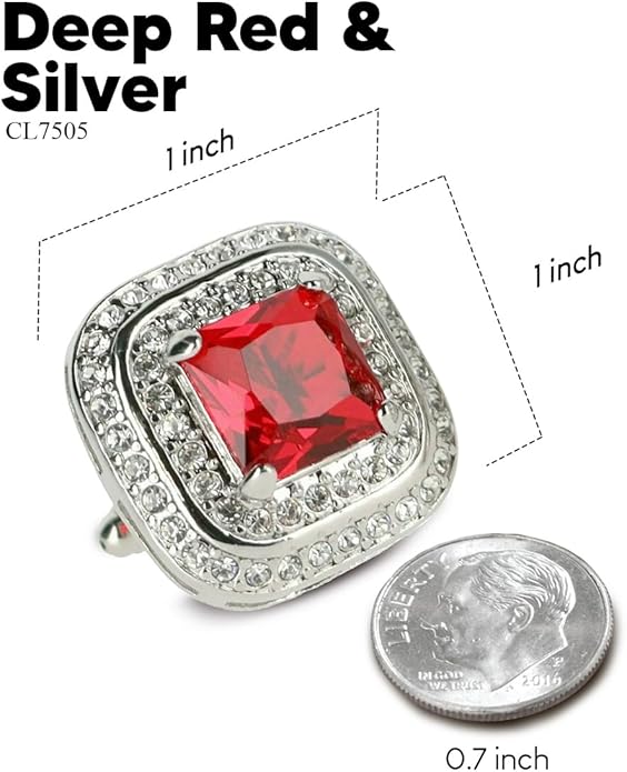 Vittorio Vico Square Colored Crystal Double Diamond Set Cufflinks