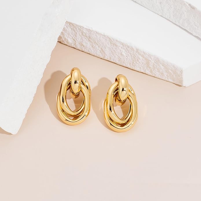 LILIE&WHITE Gold Chain Dangle Earrings - Women's Hypoallergenic Fashion Gift Earrings