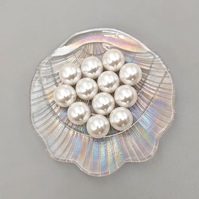 INSPIRELLE 20mm (0.79 Inch) White Lustrous ABS Undrilled Art Faux Pearls for Big Containers, 70pcs Big Size No Hole Makeup Beads Imitation Round Pearl Beads for Table Scatter Home Wedding Decoration