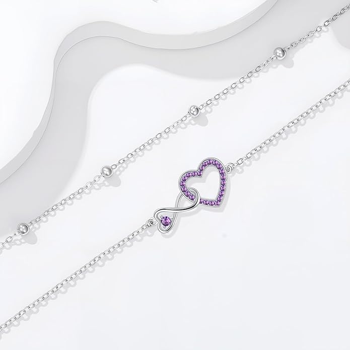 Anklet for Women 925 Sterling Silver Double Infinity Ankle Bracelet Waterproof Summer Jewelry Anniversary Birthday Gifts for Her