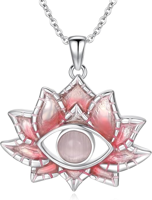 Evil Eye Necklace for Women 925 Sterling Silver, Protection Necklace with Blue Evil Eye Charm, Evil Eye/Lotus Pendant Jewelry, Birthday Christmas Gifts for Her